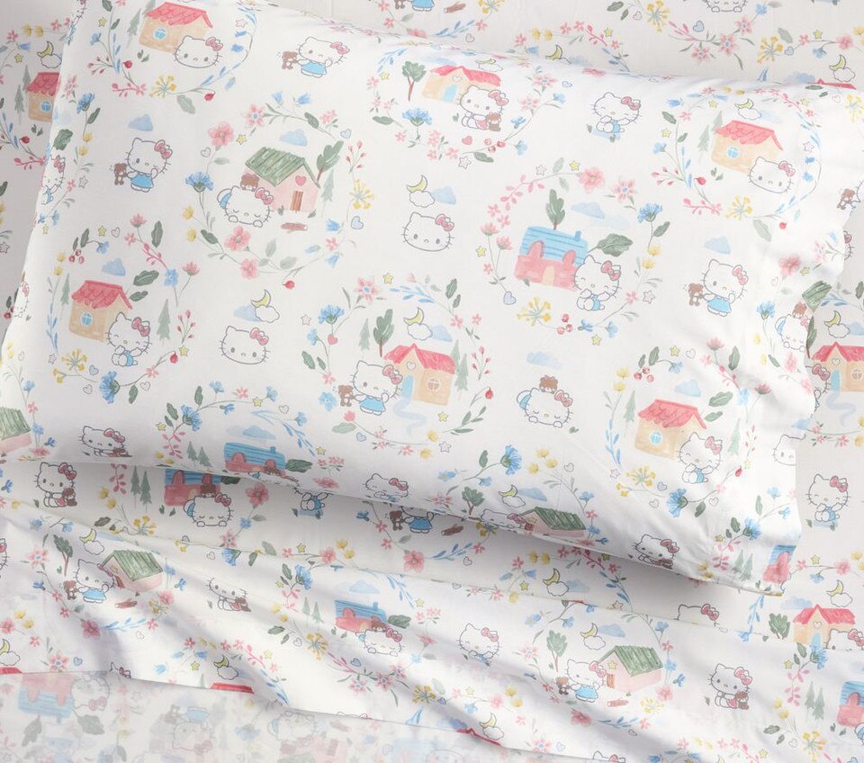 Hello Kitty® Cottage Organic Sheet Set | Pottery Barn Kids Australia